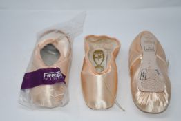 Five pairs of as new Freed of London hard heel pin ballet shoes (Size 7 insole 2.5).