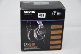 One pair of boxed as new Shure SRH840 reference studio headphones.