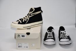 One as new Converse Chuck 70 Hi black size UK 5.5 (167954C). One Converse All Star black leather