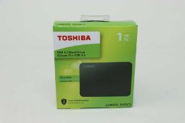 A boxed as new Toshiba Canvio Basics 1TB USB 3.0 Portable External Hard Drive (Box sealed).