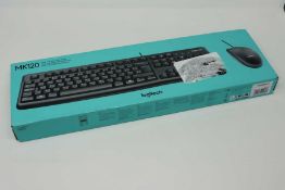 Four boxed as new Logitech MK120 Wired Mouse and Keyboard Sets (Boxes opened, cosmetic damage to