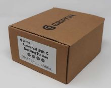 A boxed as new Griffin Universal USB-C Docking Station in Grey (Model: PW-339-SGY) (Box opened).
