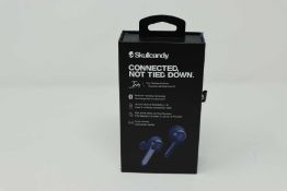A boxed as new pair of Skullcandy Indy True Wireless Earphones in Blue (Box sealed).