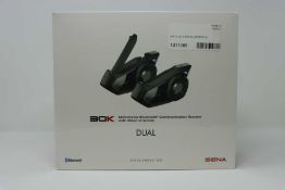 A boxed as new Sena 30K Motorcycle Bluetooth Communication System with Mesh Intercom Dual pack, (box