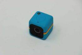 A pre owned Polaroid Cube+ 1080p HD Weatherproof Action Camera with Micro SD slot in Blue.
