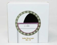 Fifteen boxed as new RK-12 Rechargeable Clip On Selfie LED Ring Lights.