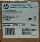 A boxed as new roll of HP Bright White Matte Inkjet Paper C6035A 90 gsm 610mm x 45.7m.