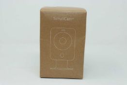A boxed as new SimpliSafe SimpliCam home security camera.