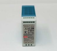 A boxed as new Mean Well MDR-60-24 AC/DC DIN Rail Power Supply (Box opened).