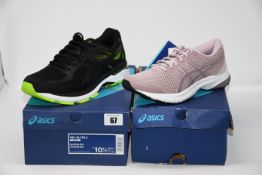 One as new Asics Gel Kumo Lyte Mx size 6.5 (1012A626.701. Box damaged). One as new Asics Gel-Glyde 2