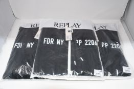 Three men's as new Replay Sportlab sweatshirts with print FDR NY PP 2206 in black (2 medium, 1