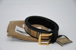 One as new Burberry Men's 4079915 Black Faux Leather Belt size 100.