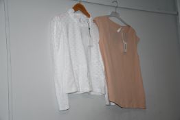 One as new Fabiana Filippi slim-fit silk pink top (Size: 10. Model: TPD270W713. Semi-detached