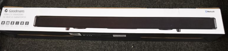 Two boxed as new Goodmans 100w 2.1 Sounbars (Including built in subwoofers).