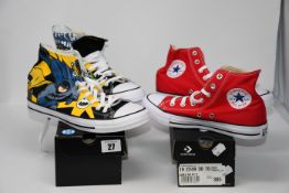 One as new Converse x Batman Chuck Taylor All Star High Top size UK 9. One as new Converse Red all