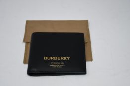 One as new Burberry Horseferry Print Leather International Bifold Wallet In Black (8014693).
