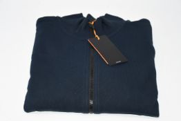 One man's as new Hugo Boss Zkybox 1 zip sweatshirt in dark blue (M).