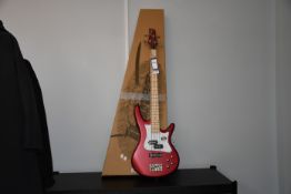 One boxed as new Ibanez SRMD200-CAM 4 string bass guitar in candy apple matte.