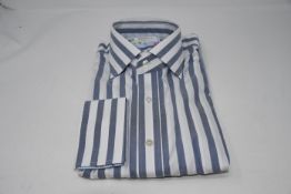 One as new Emmett London Dark blue and white wide striped pin point cotton size 42 cm.