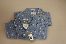 Two as new J Crew Slim Chambray Shirts in floral print size S (AJ835).