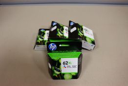 Five boxed as new HP 62XL Tri-Colour ink cartridges.