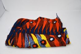 One as new Laviye Ankara African Print Asymmetric Tube Fold Over Strapless Red Midi Dress - Jerica