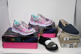 One as new Skechers Hearth Lights size UK 1.5 (20180L/SMLT). One as new Skechers Hearth Lights