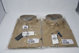Two as new Ralph Lauren slim fit classics beige stretch shirts (XL, XXL).