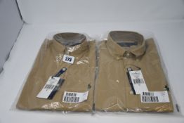 Two as new Ralph Lauren slim fit classics Beige stretch shirts (S, L).