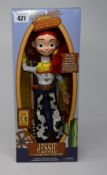 Four boxed as new Jessie The Yodelling Cowgirl talking action figures (Toy Story).