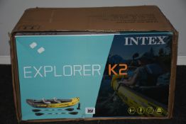 One boxed as new Intex Explorer K2 inflatable kayak.
