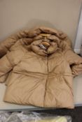 Three as new Lindex dark dusty beige padded jackets, 2 x size S, 1 x size L (7996003).