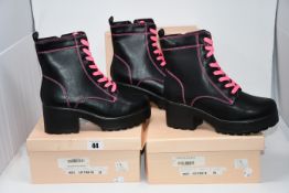 Three as new Koi Footwear Kitana Pink Laced boots size 8 (ND63).