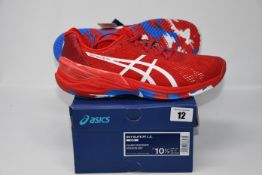 One pair of man's boxed as new Asics Sky Elite FF L.E trainers in classic red and white (UK 9.5).