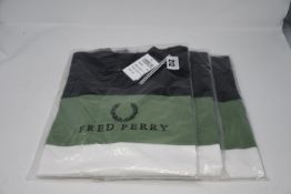 Three as new Fred Perry Embroidered panel t-shirt size XS (M4516-102).