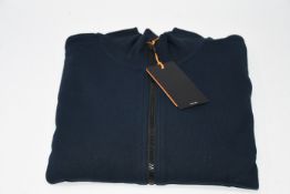 One man's as new Hugo Boss Zkybox 1 zip sweatshirt in dark blue (S).