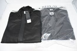 Two men's as new Replay Sportlab sweatshirts with collar in black (M).