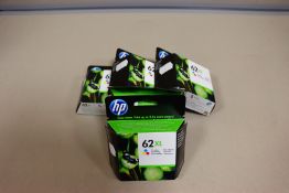 Five boxed as new HP 62XL Tri-Colour ink cartridges.