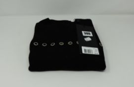 One as new Kooples X-Sport Merino Formal Wool Black Sweater With Grommets size 3 (FPUL20008K).