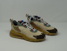 One pair of boxed as new Nike Air Max 270 React ENG Travis Scott Cactus Trails in light cream/