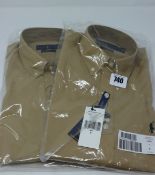 Two as new Ralph Lauren slim fit classics Beige stretch shirts (S, L).