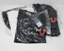 One as new True Religion World Tour Gold outline Buddha logo size XL. One as new True Religion World