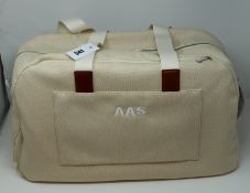 One as new Away The Weekender canvas bag in natural (Monogrammed AAS).