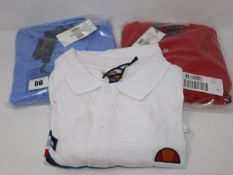 One as new Ellesse Men's Pesaro Polo size XL (some marks on the neck). One as new Ralph Lauren red