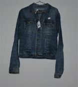 One pre-owned Dolce and Gabbana denim jacket (Size unknown. Seam of the brand label slightly