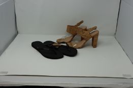 One as new Womens Havaianas Slim Sparkle Sandals size 8. One as new Miss Lola cork high heel sandals