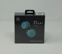 A boxed as new sealed Bang & Olsen E8 Sport Oxygen Blue wireless earphones (33191784).