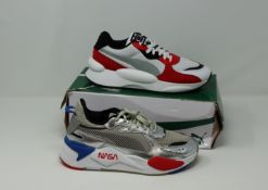 One as new Puma Rs X Space Agency Jr size UK 4.5. One as new Puma RS 9.8 Space Jr size 4.5.