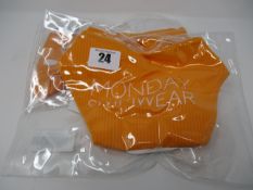 One as new Monday Swimwear Puerto Rico tangerine rib top size L. One as new Monday Swimwear Byron