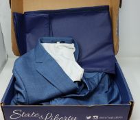 One as new State & Liberty Athletic Fit Stretch Suit. Size 40. Colour: Heathered Blue.